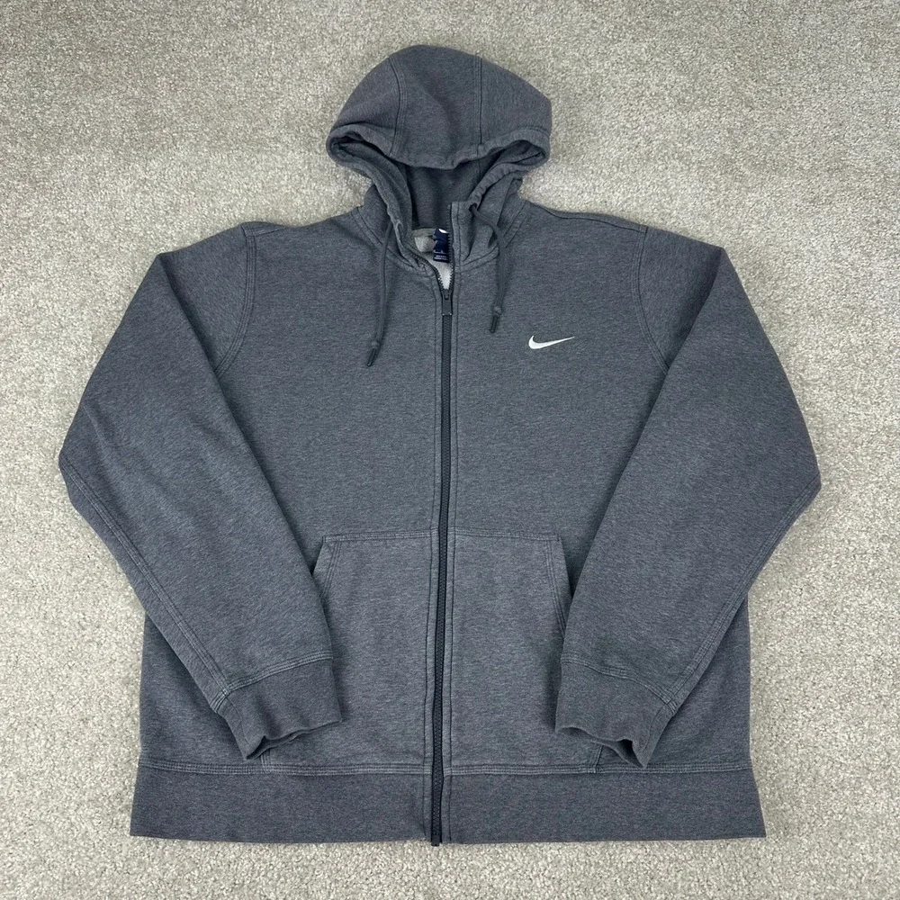 Nike Mens Full Zip Hoodie Charcoal Gray XL Swoosh Fleece Jacket RN56323